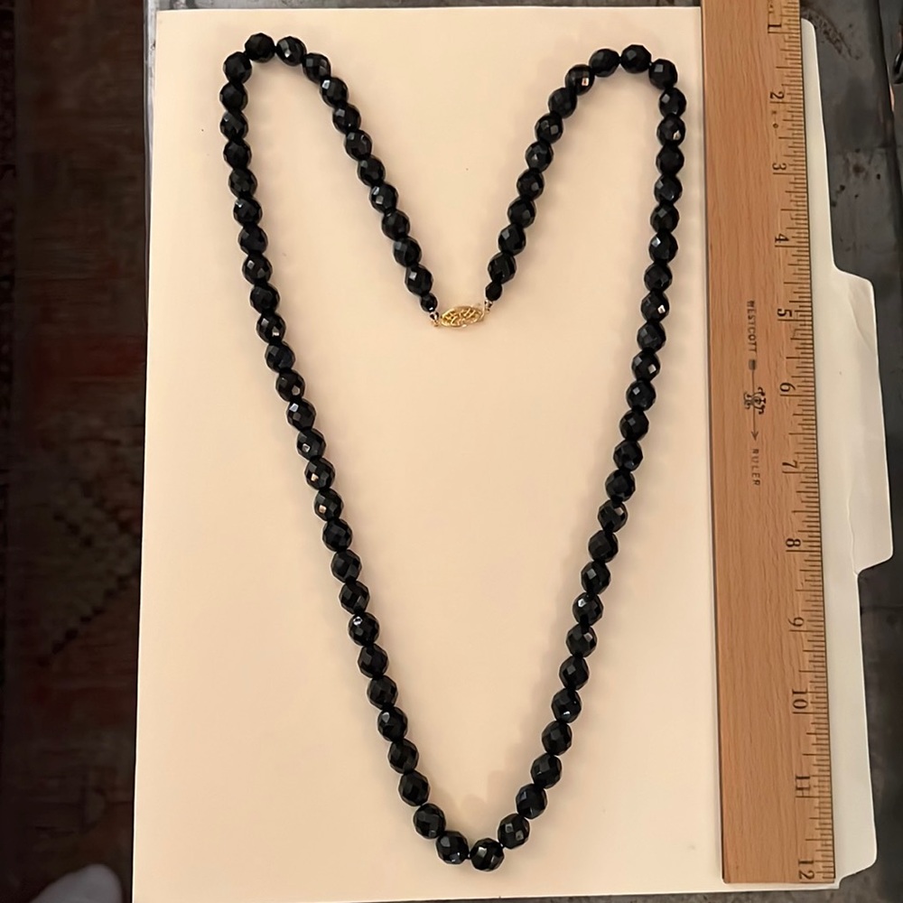 Whitby Jet Beaded Necklace. Victorian. 30” long.